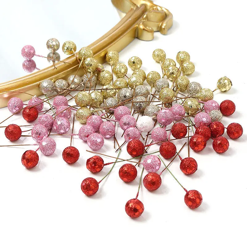 50/100pcs Mini Beeren künstliche Blumen Weihnachts dekorationen gefälschte Beere für Wohnkultur DIY Handwerk Girlande Geschenk box Zubehör