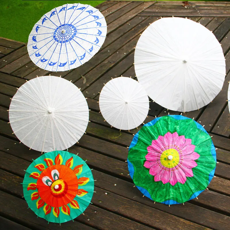 20/30/40/60cm Wedding Paper Umbrella Wooden Handle White Diy Chinese Paper Umbrella Birthday Party Wedding Photography Props