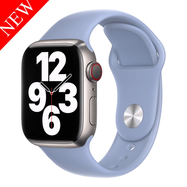 Silicone Strap For Apple Watch Band 44mm 40mm 41mm 38mm 45mm Smartwatch Rubber Sports Watchband Belt Bracelet iWatch 7 6 se 5 4 86 Blue fog