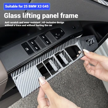 Pannello dei pulsanti dell'interruttore dell'ascensore della finestra con struttura in fibra di carbonio ABS per BMW X3 G45 2025 Accessori interni per la decorazione di rivestimento