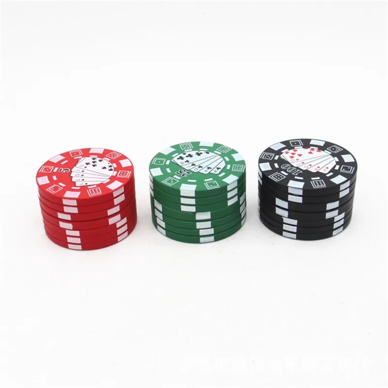 Poker Chip Tobacco Grinder 3 Layer Style Spice Cutter 40mm Herb Smoking Accessories Gadget Tool