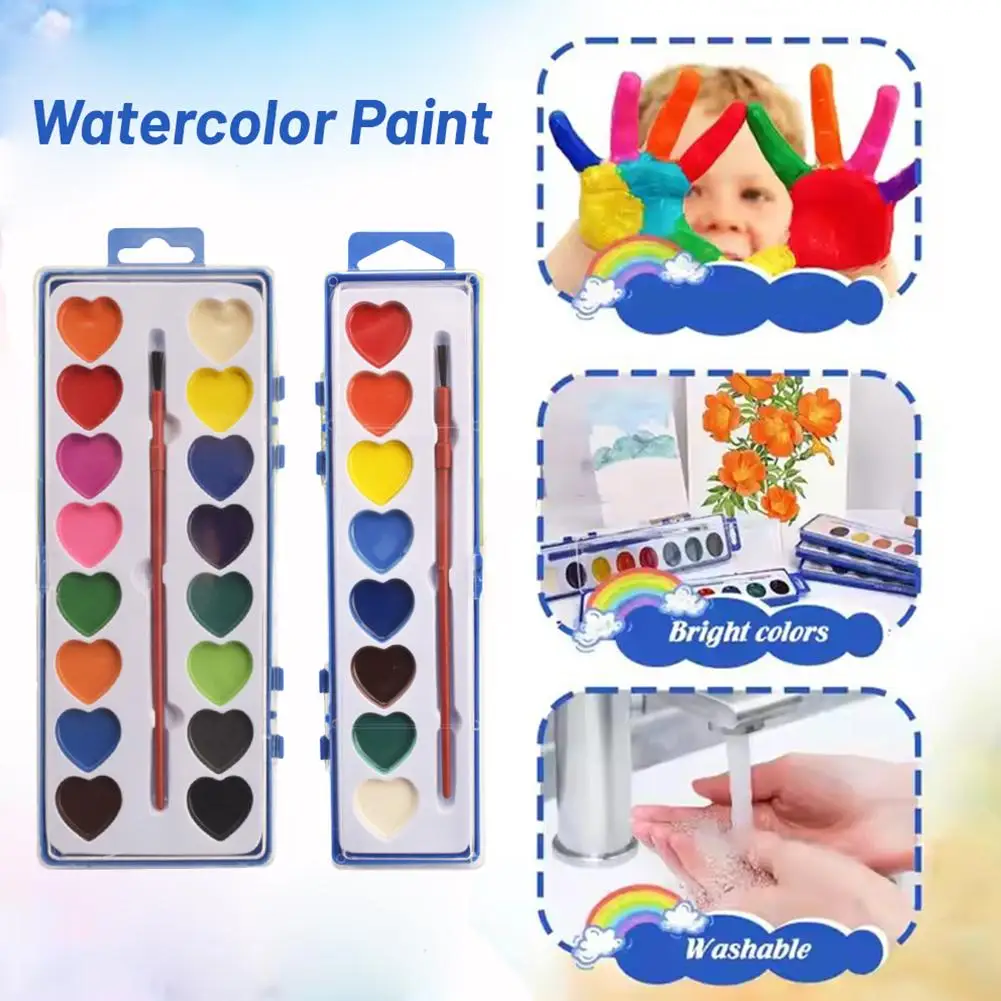 Art Paint 12color Square Box Semidry Solid Paint Palette Portable Compact Perfect Watercolor Painting Kit For Artists Begin F5e5