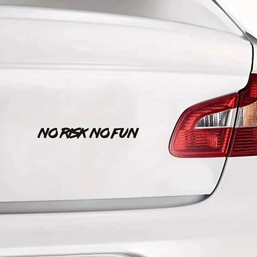 Car Stickers 22cm*2.4cm No Risk No Fun Auto Window Bumper Trunk Waterproof Vinyl Decals Motorcycle Styling Decoration