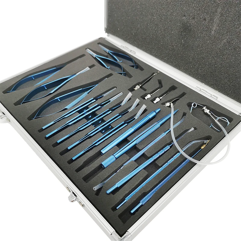 

Titanium Alloy Stainless Steel Eye Ophthalmic Set Instrument Irrigation Cannula Corneal Scissors Ophthalmic Instrument 21pcs