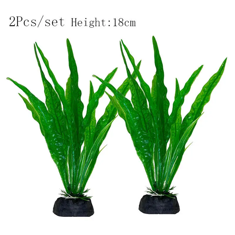 Vibrant Underwater Landscape Decoration - Green & Purple Aquatic Plants and Flowers