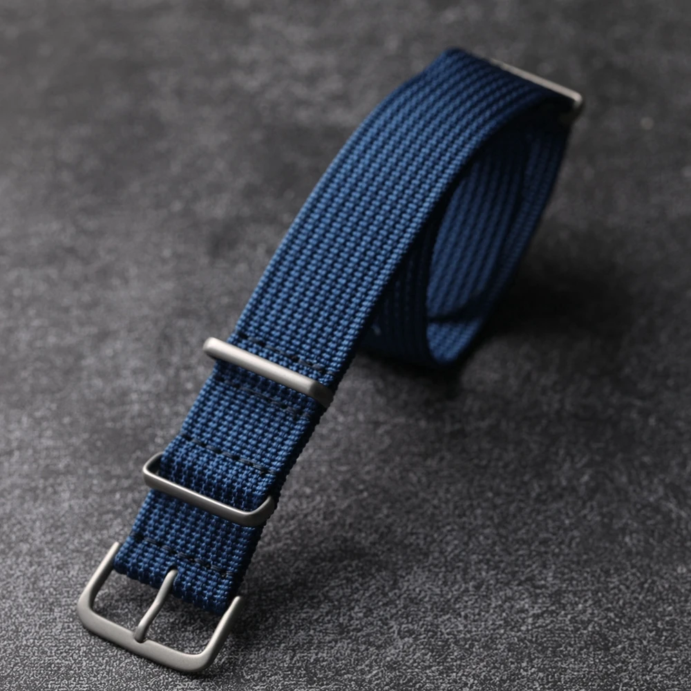 Vintage-Inspired Ultra-Thin Hand-Stitched Nylon Strap - Blue, Green, Grey, Black