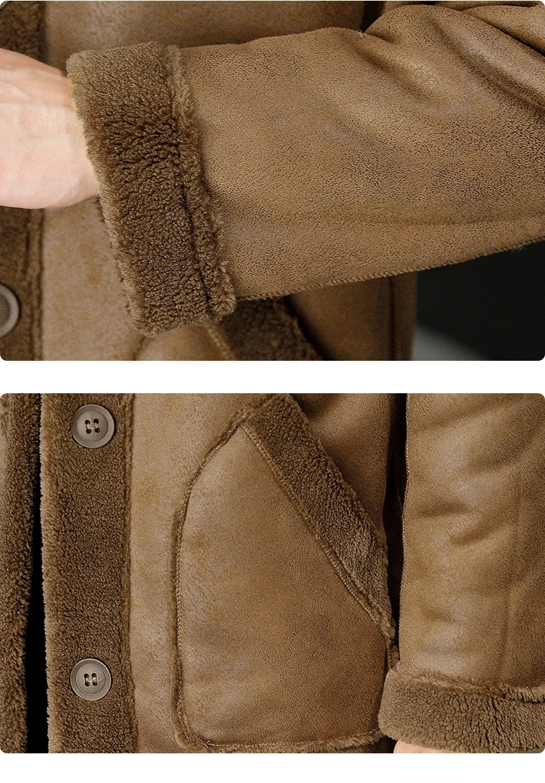 S88db993eec444f27987e25a5485d42d7l Double -sided Wear Winter Jacket Men Granular Velvet Splicing Slim Abrigo Largo Hombre Solid Color Coat Long Warm Jacket Mallzona