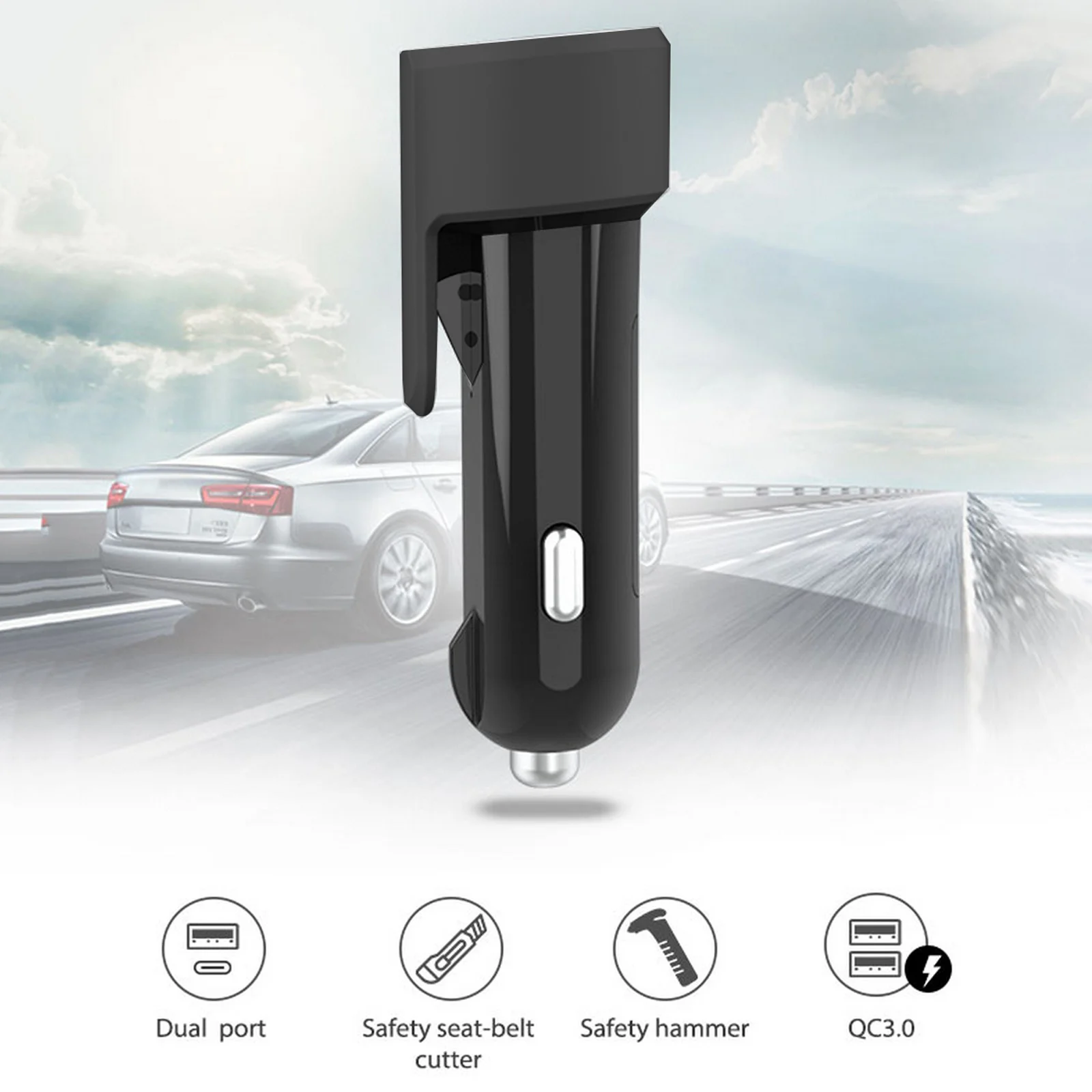 3 In 1 Auto Notfall Flucht Werkzeug Braker Sicherheit Hammer Sitz Gürtel  Cutter USB Chager Leben-saving Hammer selbst-rettungs Gerät