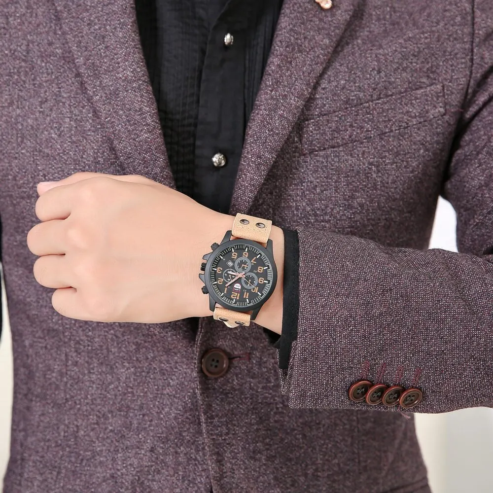 Quartz Watch Men Fashion Simple Business Belt Student Wristwatch