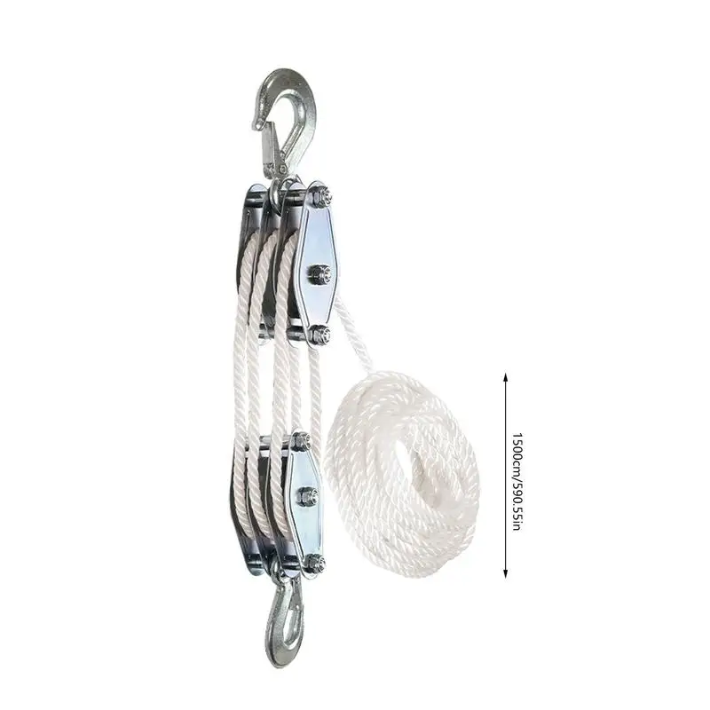 Block And Tackle Pulley System Rope Pulley Hoist With 6:1 Lifting Power 2200 Lbs Breaking Strength Heavy Duty Pulley System 5