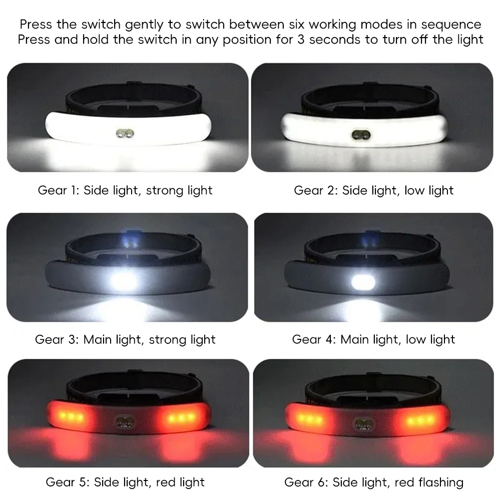 1Pc Portable Wide Beam 42LED Headlamp USB Rechargeable COB LED Head Flashlight Lightweight Waterproof Running LED Headlight