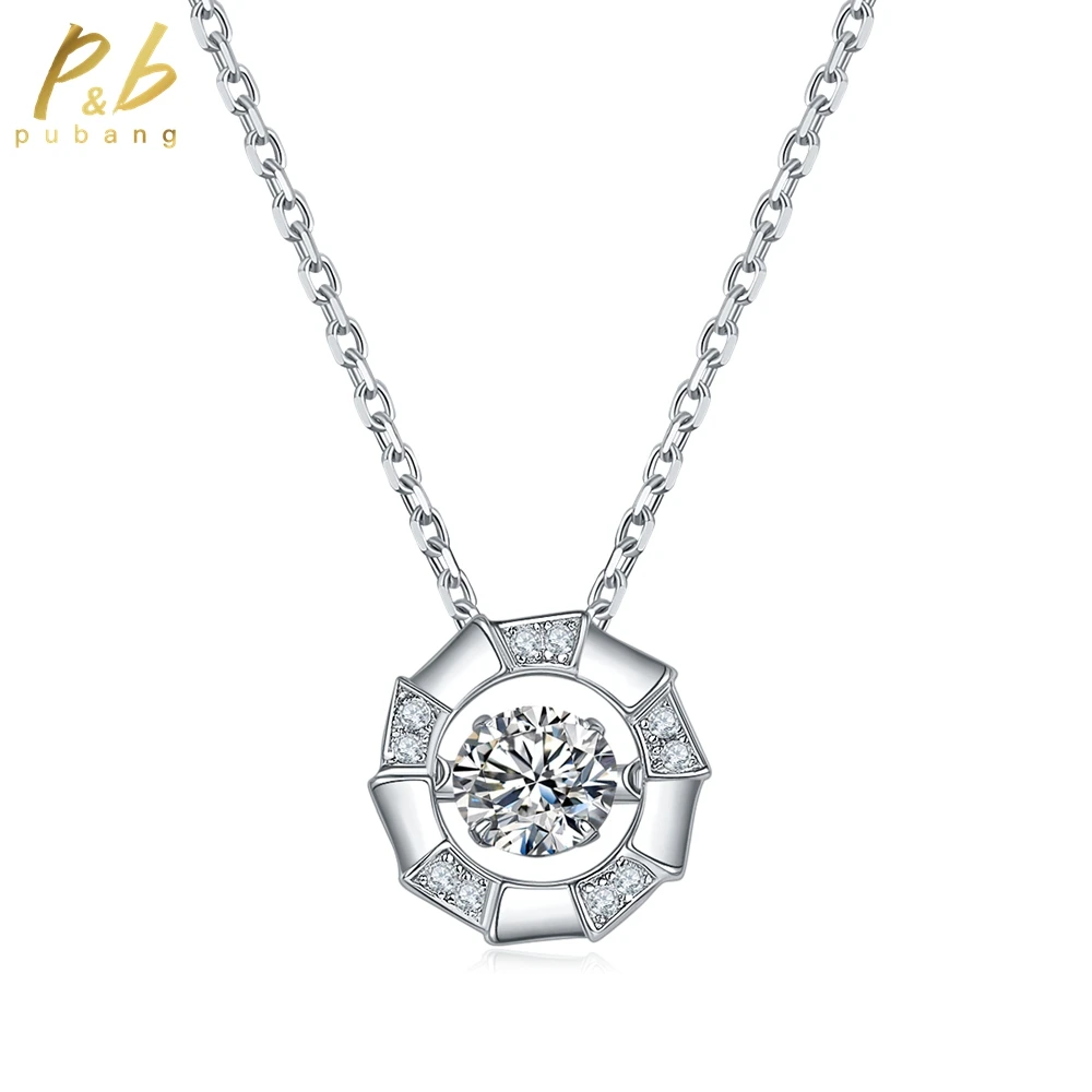 

PuBang Fine Jewelry 100% 925 Sterling Silver D Moissanite Diamond for Women Wedding Gift Cocktail Pendant Necklace Free Shipping