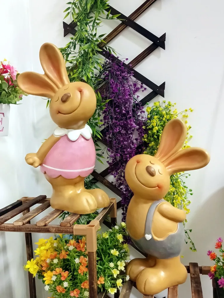 

Outdoor garden rabbit ornaments cute couple rabbit villa home balcony decorations courtyard door decoration ornaments