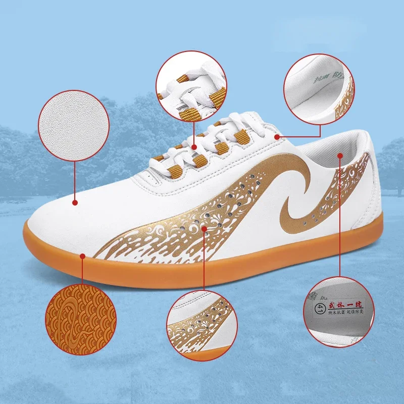 Men-made Leather Kung Fu Tai Chi Shoes Martial Art Shoes Sneakers Cowhide Nonslip Wear Resistant Antibacterial Men Women