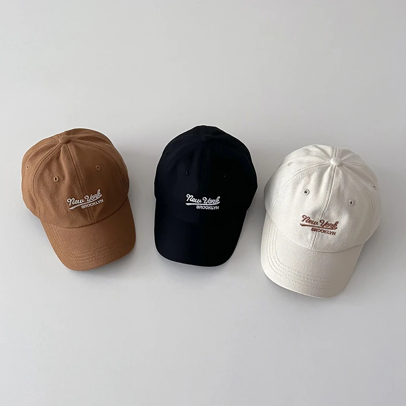 Embroidery Letter Kids Baseball Hat Solid Cotton Children Duck Tongue Hats 2-6Year Boys Girls Outdoor Sun Visors Baby Peaked Cap baseball cap baby hat kids sun hat