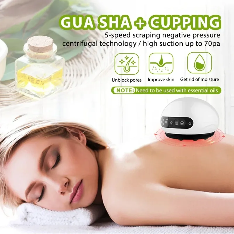 Electric Guasha Scraping Cupping Massage LCD Display EMS Body Massager Vacuum Cans Suction Cup IR Heating Slimming Instrument