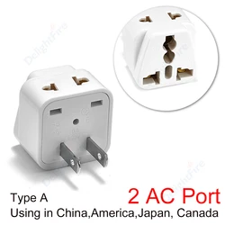 Universal Travel Adapter Plug with Dual AC Ports for EU/UK/AU to US Conversion