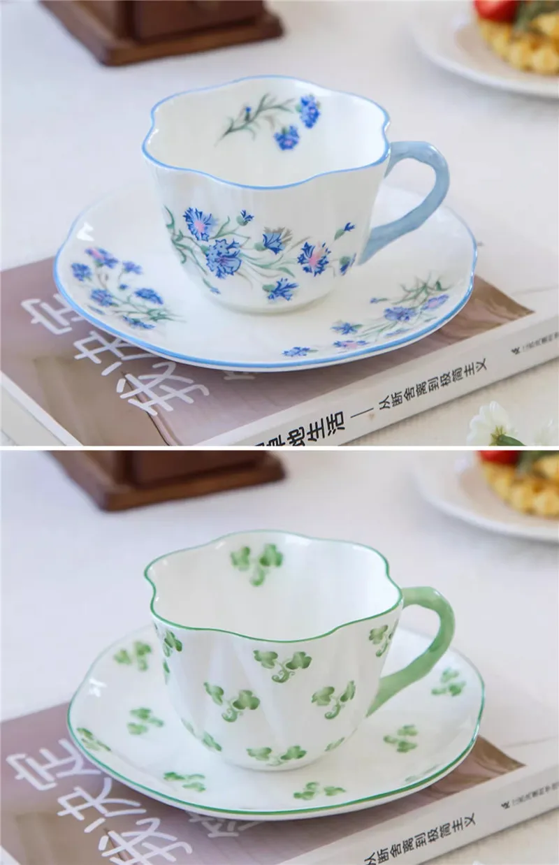 Description Picture 3 of itemCeramic Coffee Cup & Saucer Bone China Porcelain Tea Milk Mugs Kitchenware Flower Finished Birthday Presents Wedding Gifts New