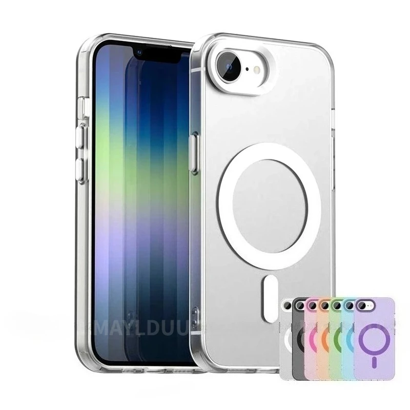 Luxury Shockproof Magnetic Matte Clear Case Cover with Wireless Charging Capability