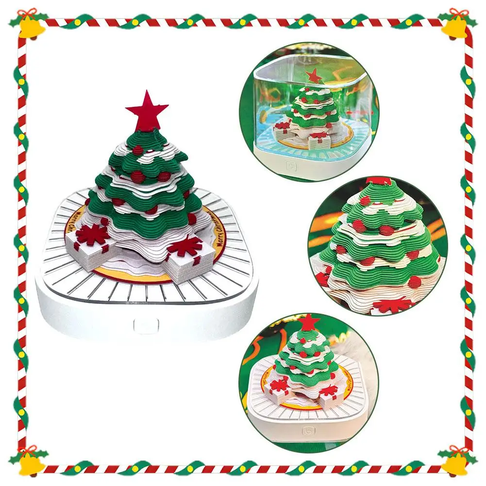 Calendrier Sculpture En Papier Arbre De Noël 2026 Avec Lumières, Bloc-Notes De Bureau 365 Jours Décoration De Nuit Cadeau Pour Maison Bureau