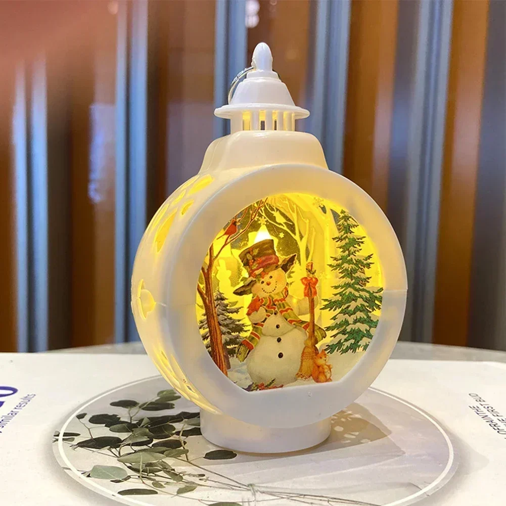 1pc Christmas Night Light Xmas Plastic Portable Lamp Santa Claus Snowman Wind Lantern Ornament Decorations Home Pendants