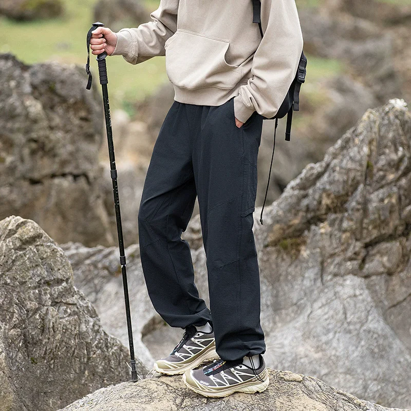 Outdoor Casual Work Pants Men's Waterproof Sports Drawstring Trousers Couple Model Paratrooper Pants Breathable Windproof 2