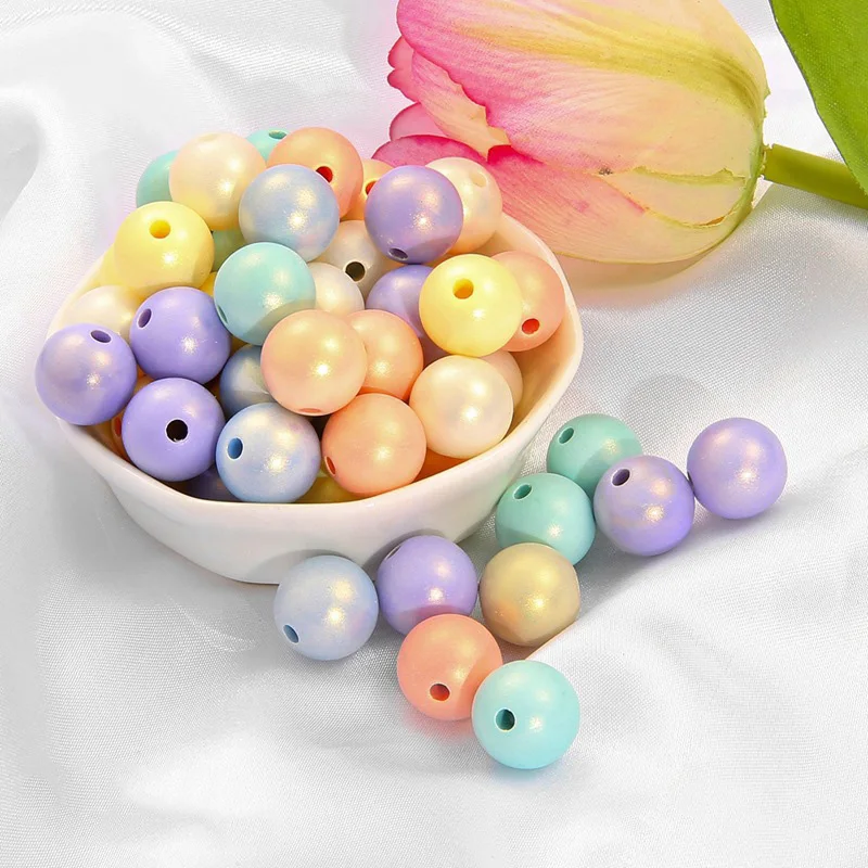 6-12mm Candy Beads Acrylic Colored Round Beads DIY Hand Beaded