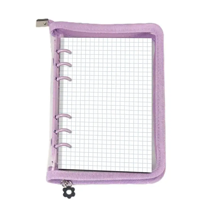 

6 Ring Binder Cover Durable Notebook Shell With Zipper Clear Soft Notebook Cover For Refillable Notebook Meeting Travel Office