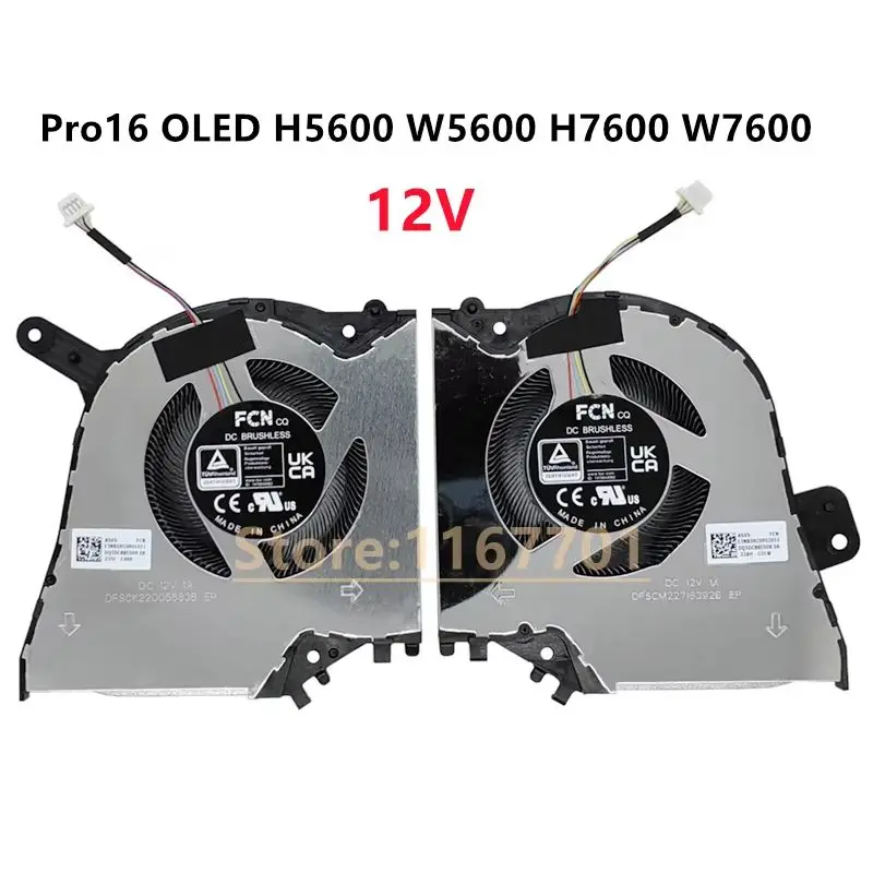 New Laptop CPU/GPU Cooler Fan For Asus Studiobook Pro 16 OLED H5600 W5600 H7600 W7600 DFSCK22D05883B-FPGD DFSCM22716392B-FPGC