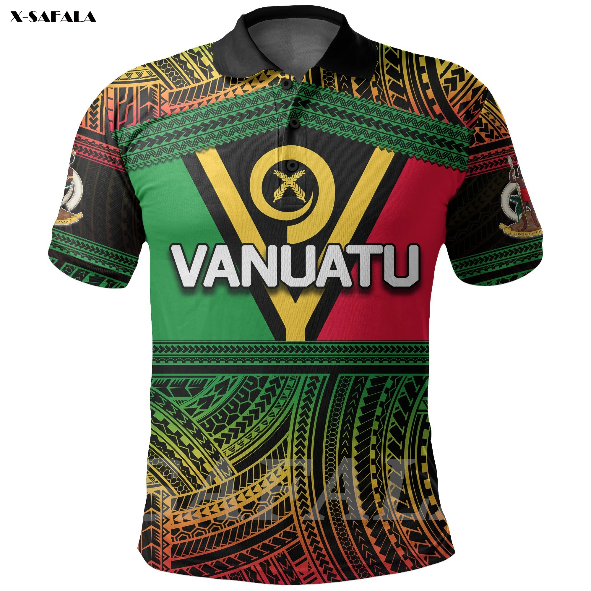 

Полинезийская стандартная футболка-поло Vanuatu с 3D-принтом, Мужская футболка 3, Уличная Повседневная одежда унисекс с тонким воротником и коротким рукавом