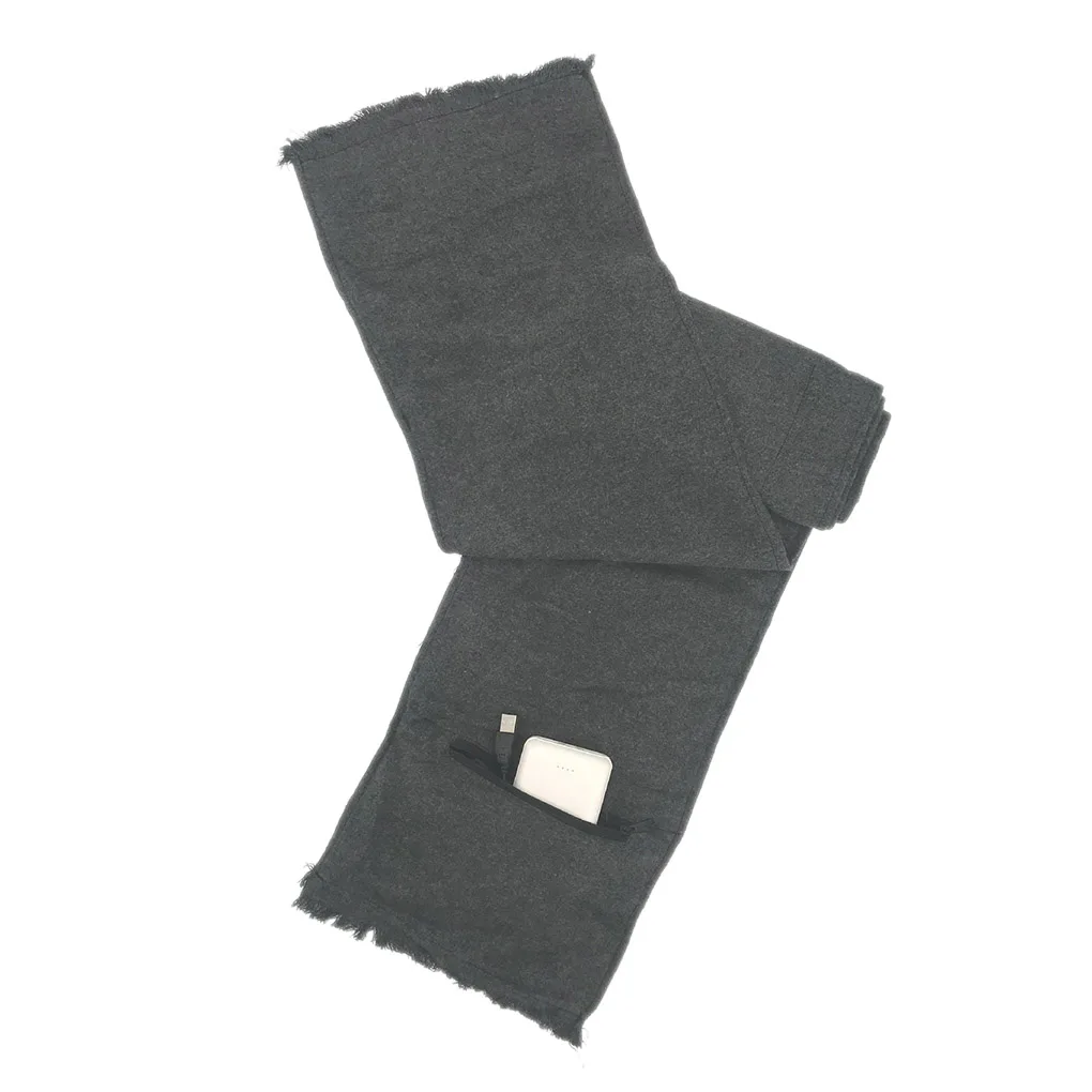 

Unisex Heating Scarf USB Electric Men Women Winter Warm Scarf Neck Protection Washable Solid Grey
