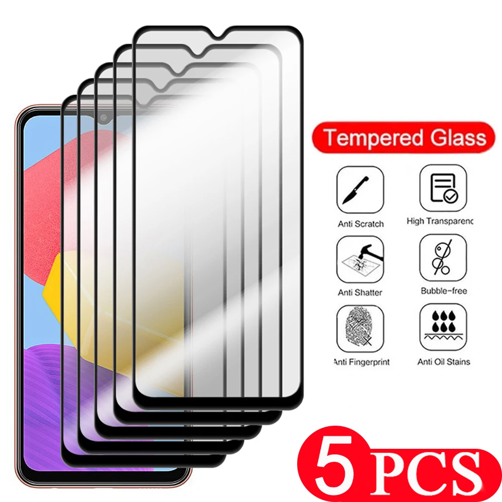 

5Pcs cover For Samsung Galaxy M14 M13 M12 M31 M32 M33 F14 M30 M02 M02S M21 M21S M22 M23 M42 Tempered Glass film Screen Protector