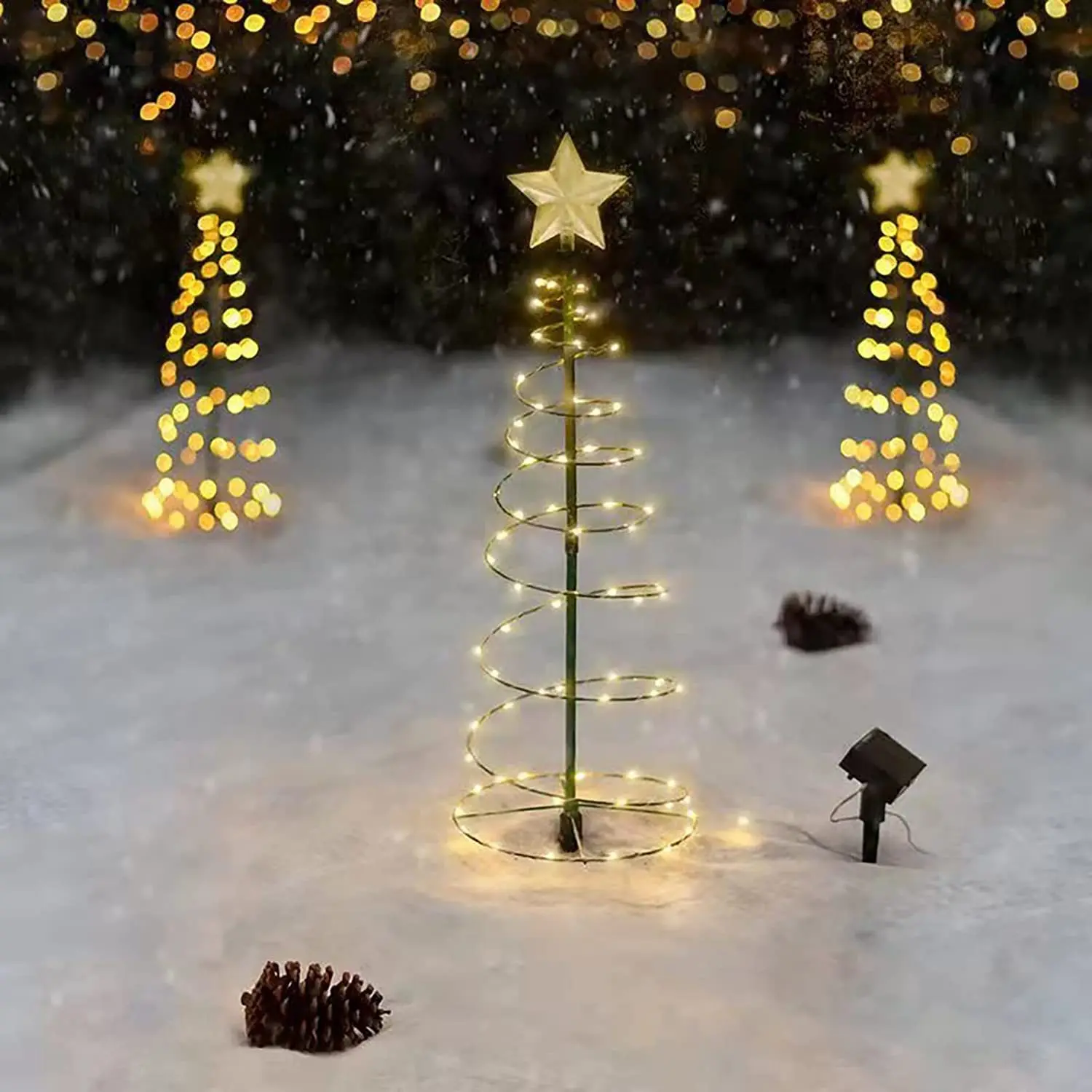 

Christmas Tree LED Lights Solar LED Metal Spiral Christmas String Light Indoor Outdoor Holiday Decoration Lamp for Home Garden