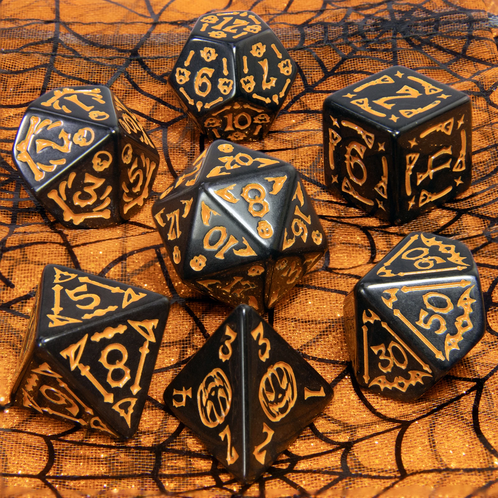 휴일 선물 다면체 주사위 D4-D20으로 보드 게임에 대 한 7pcs DND 주사위 할로윈 테마 주사위