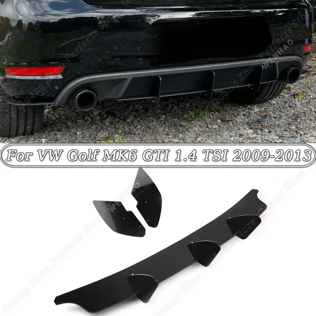 Car Rear Bumper Lip Diffuser Flag Spoiler Splitter For VW Golf MK6 GTI 1.4  TSI 2009-2013 Hatchback Body Kit Tuning Gloss Black - AliExpress