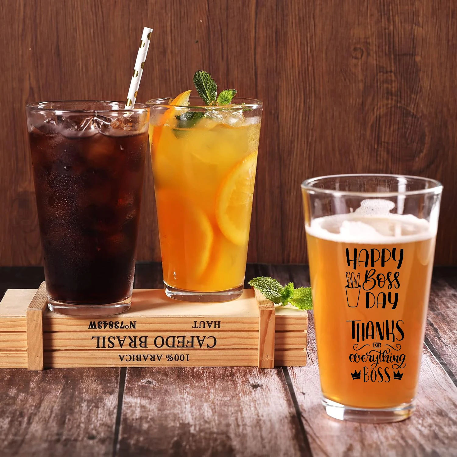 1pc 16oz Glass Beer Mug, Gifts for Boss, Halloween, Christmas Gifts, Gifts for Colleagues, Men and Women