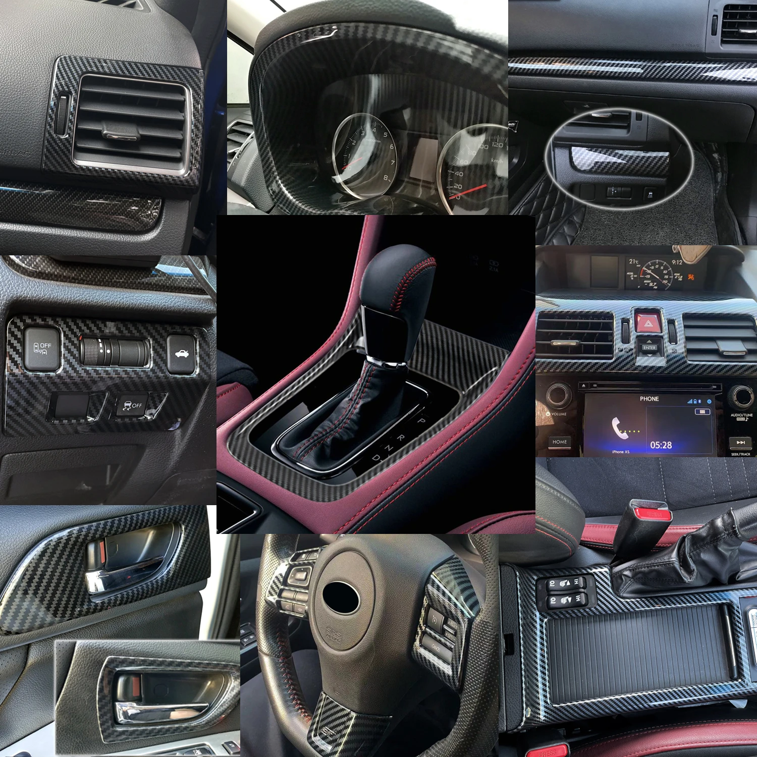 

Подходит для Subaru WRX STi 2015-2021, аксессуары для интерьера из углеродного волокна с принтом, декоративная Обложка