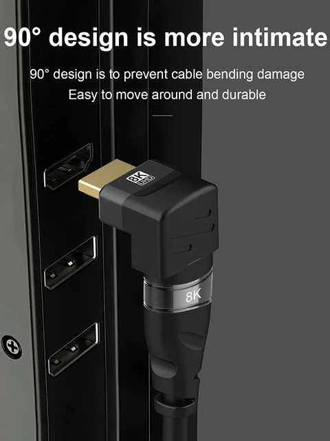 45616-783f54.jpg Adaptateur HDMI 90 270 Résistant à Angle Droit, Convertisseur Mâle à Femelle