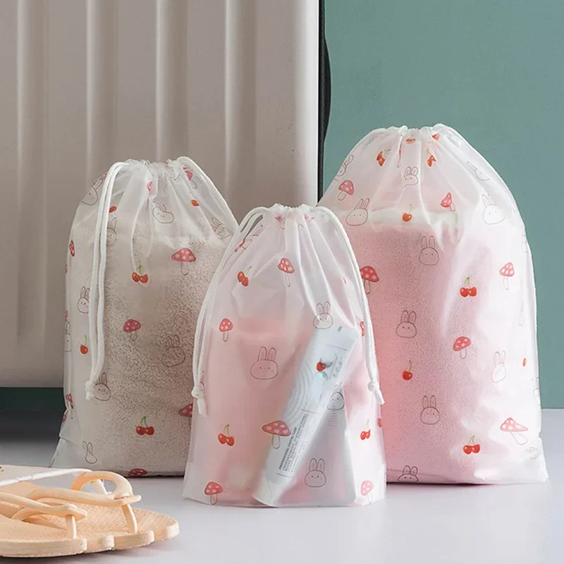 PVC Transparent Drawstring Cosmetic Bag girl Clear Makeup Bag Women portable Waterproof Beauty Case Travel Toiletry Bags 1Pcs