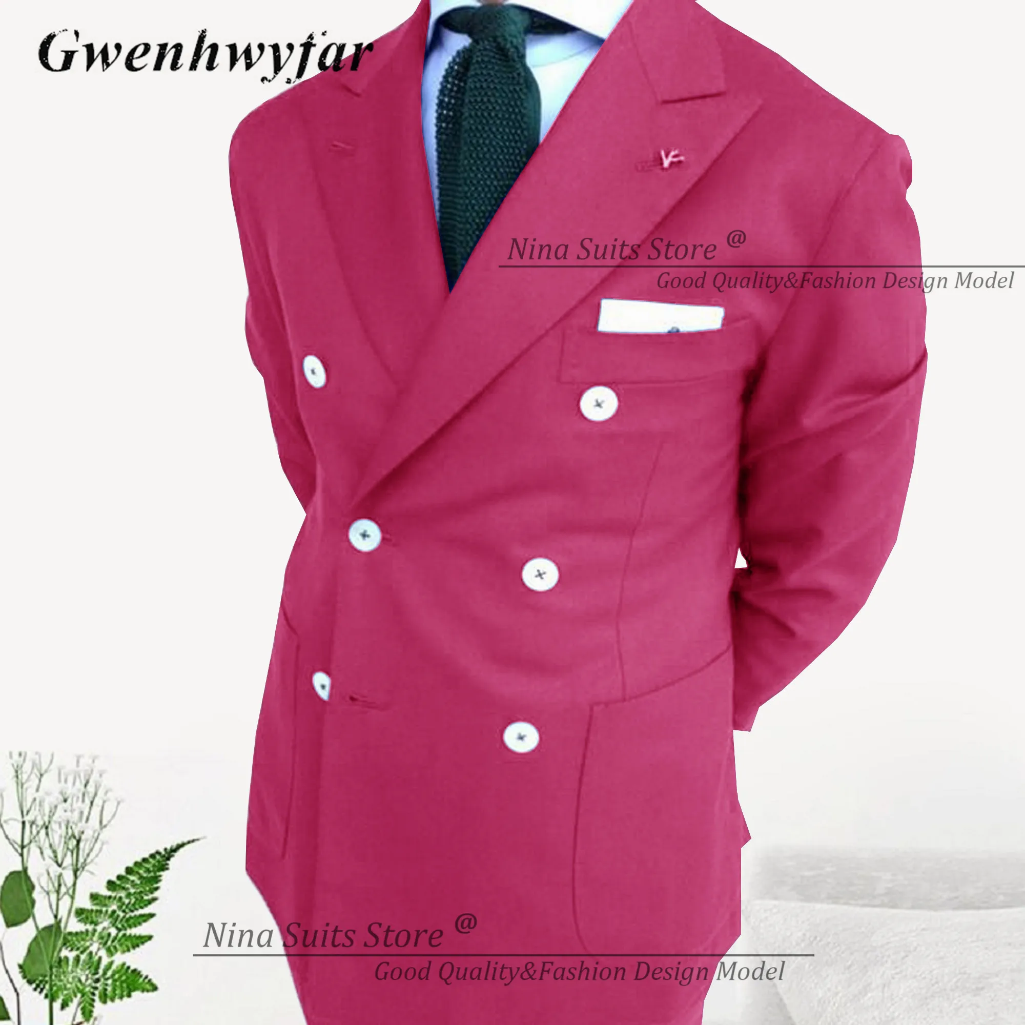 Nina Store Lavender Suits for Party Young Men Tuxedos Include Jacket Pants The Blazer with Patch Pocket Double Breasted
