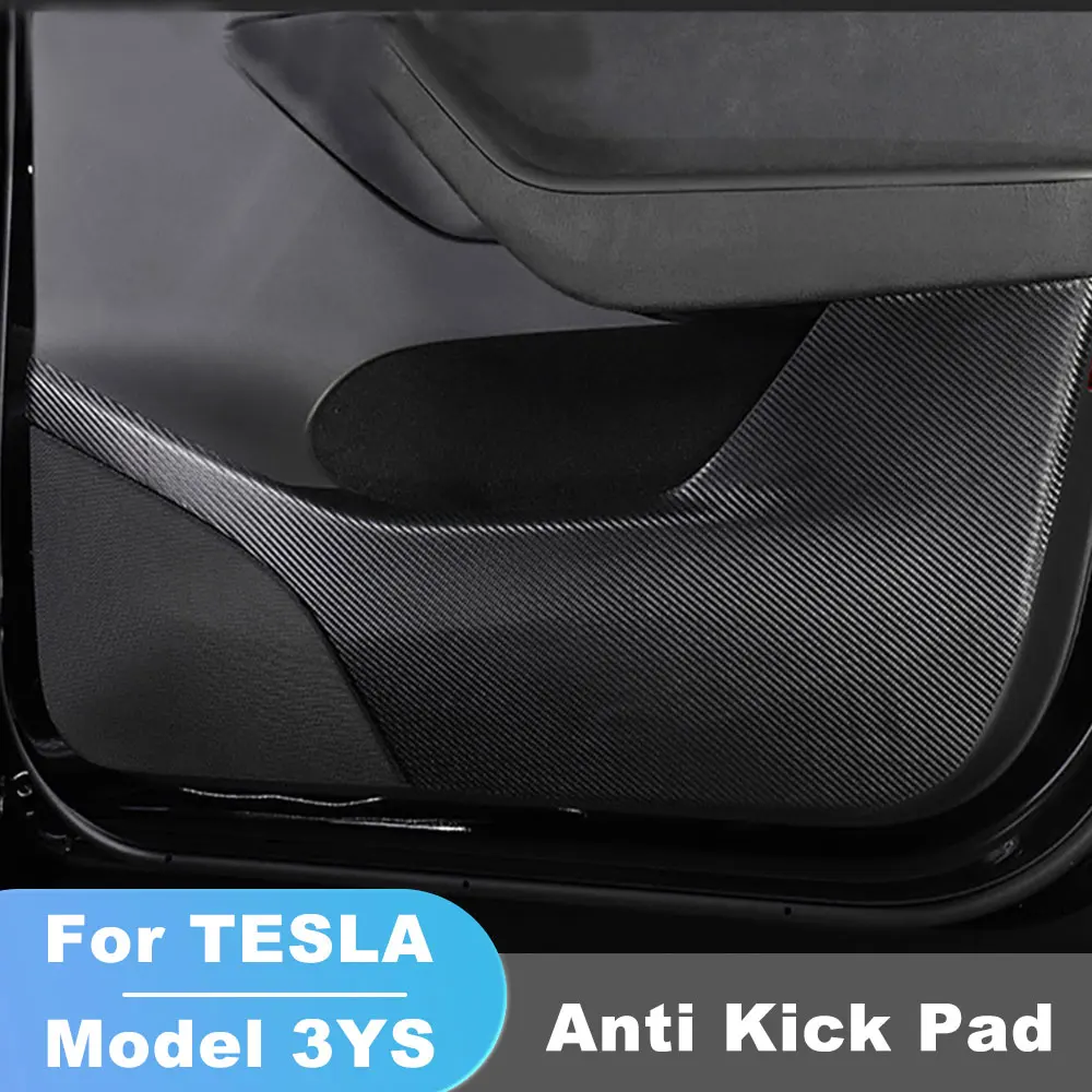 

For Tesla Model 3 S Model Y Car Door Anti Kick Pad Leather Protection Film Protector Stickers Carbon Trim Accessories