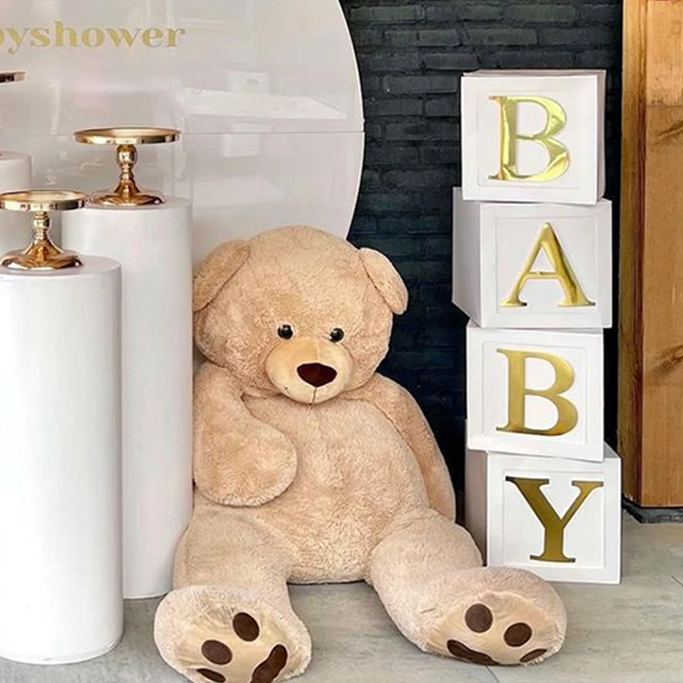 Blocchi per baby shower: scatole trasparenti per palloncini con finiture bianche - Italia