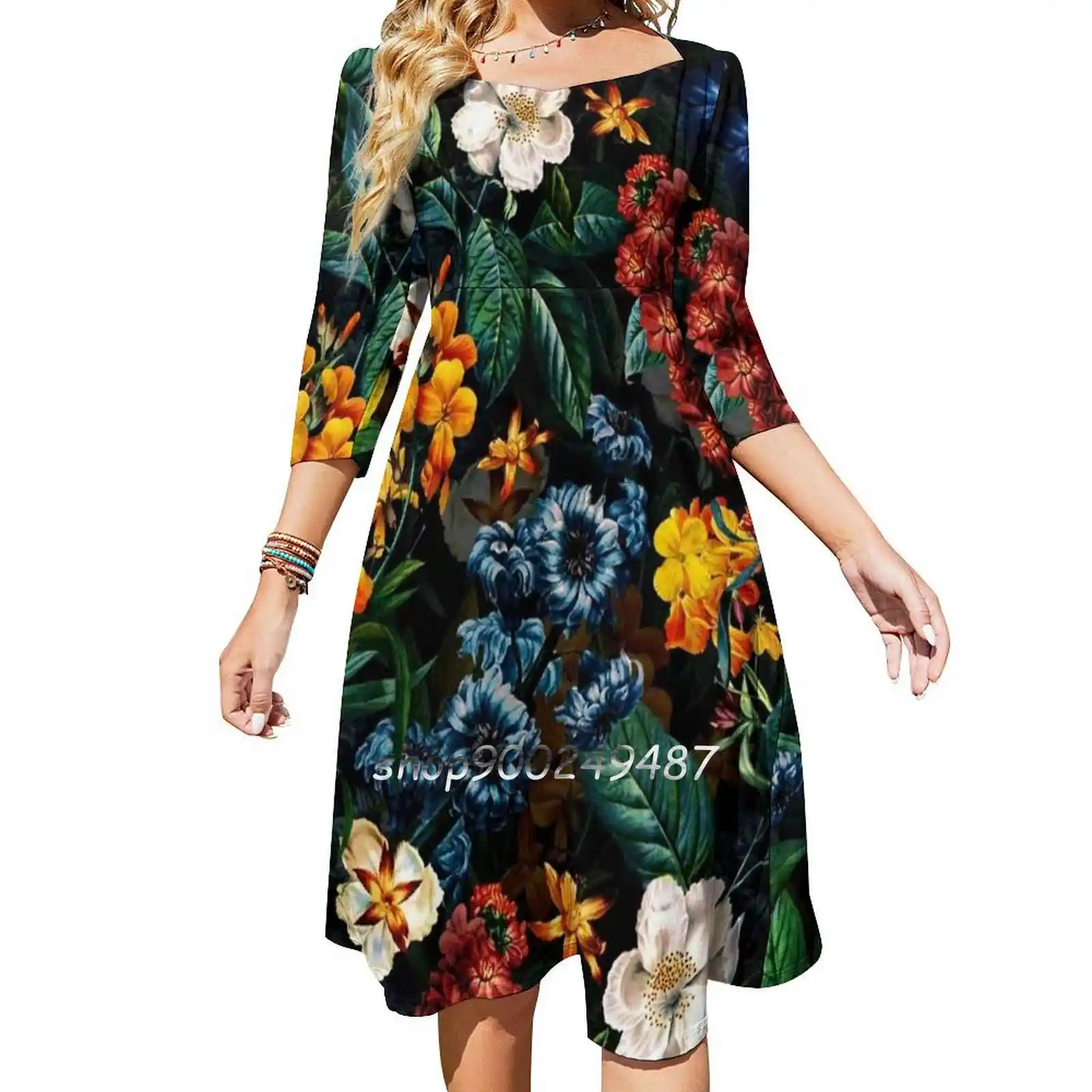 Mystery Garden Ii Abiti Da Sera Da Sera Midi Sexy Dress Female Sweet One Piece Dress Coreano Floral Garden Forest Jungle