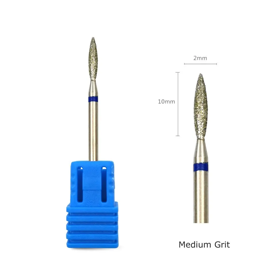 HYTOOS Fine Diamond Nail Drill Bits Flame Shape Russian Mills Cuticle Clean Burr Electric Manicure Drills Nails Accessories Best Sellers In Beauty & Health