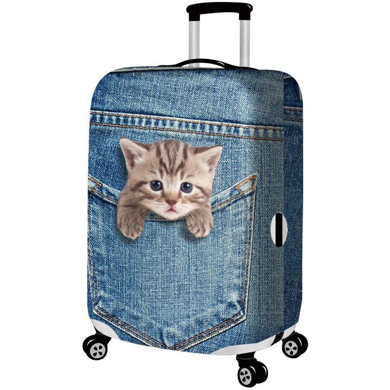 Suitcase Elastic Case Cover 3D Cat Luggage Protection Covers 18-32Inch Baggage Trolley Trunk Dustproof Cover Travel Accessories