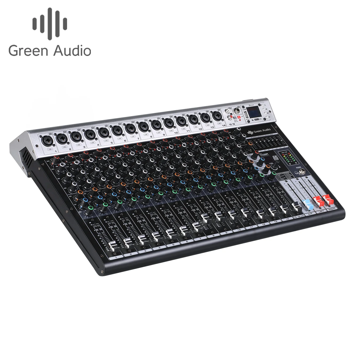 

GAX-GBR16 16 channel mixer USB performance effect device with Blueteeth mp3 seven-segment equalization monitor studio mixer