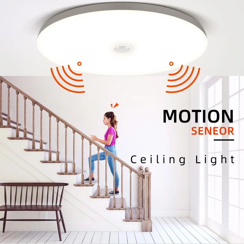 Lampada da soffitto a led intelligente 110V 220V PIR Sensore di movimento  Luce notturna a soffitto 20W 30W 40W Lampada da soffitto a montaggio  superficiale 15W Decorazione Apparecchio di illuminazione a pannello