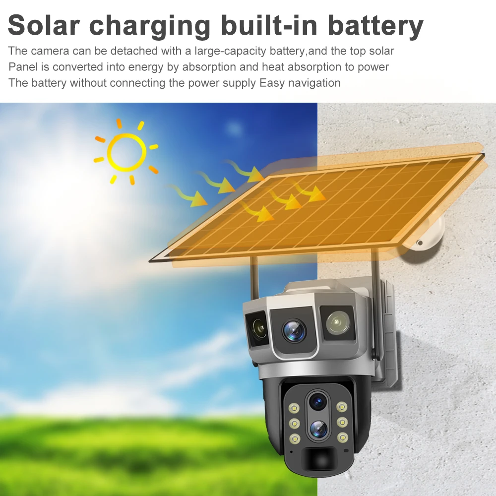 12MP 6K Solar 4G IP Camera CCTV Surveillance 10X Digital Zoom