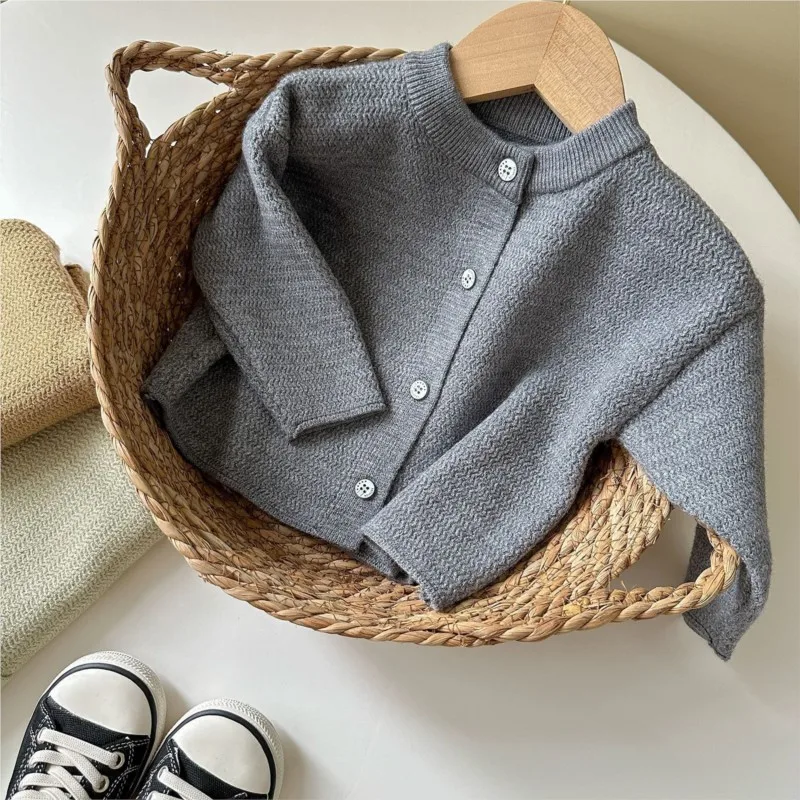 Newborn Baby Girl Boy Soft Knitted Sweater Coat Infant Toddler Child Solid Long Sleeve Cardigan Autumn Winter Baby Clothes 0-3Y