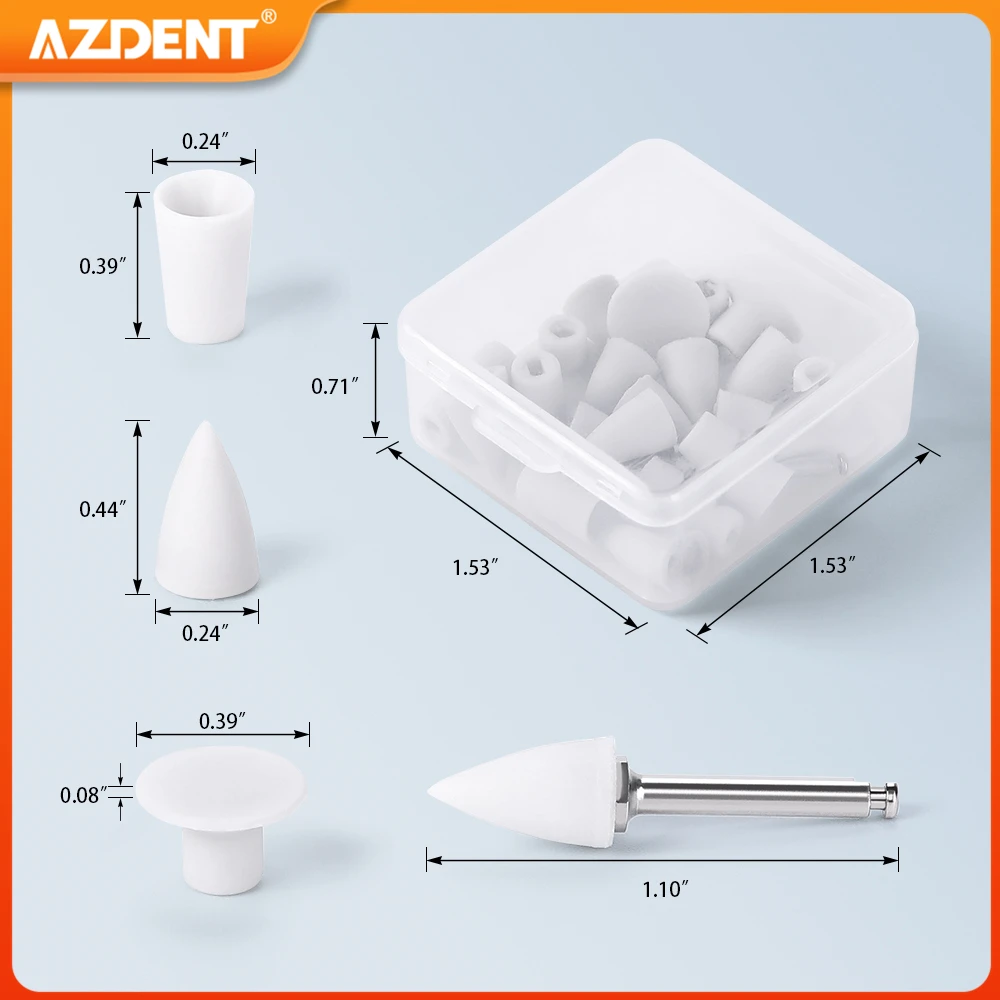 AZDENT 20pcs/Box Dental Silicone Composite Polisher for Finishing and Polishing Cup Inverted Cone Point with CA 2.35mm Mandrel